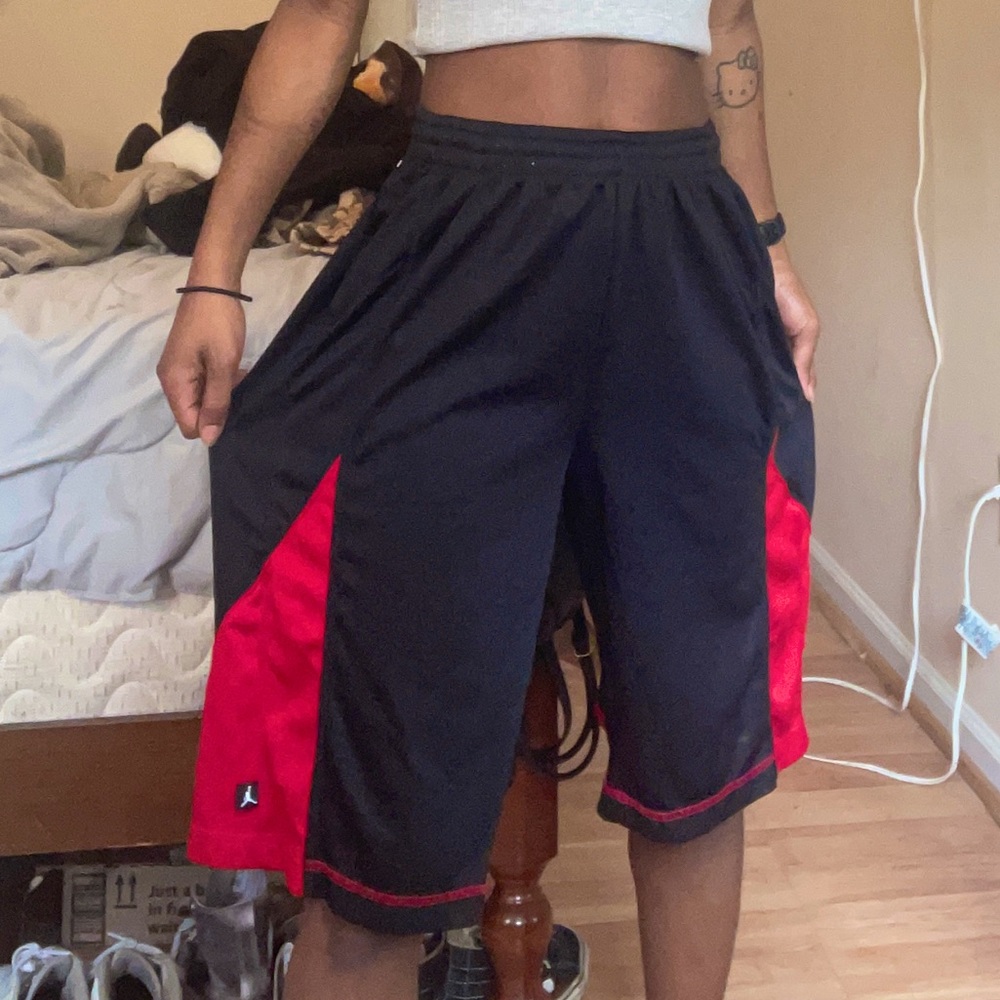 red and black jordan boy shorts